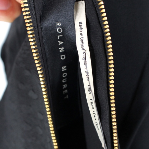 Roland Mouret Magnolia Black Mesh Jacquard Sheath Dress Textured Back Zip 12 M - Picture 6 of 9